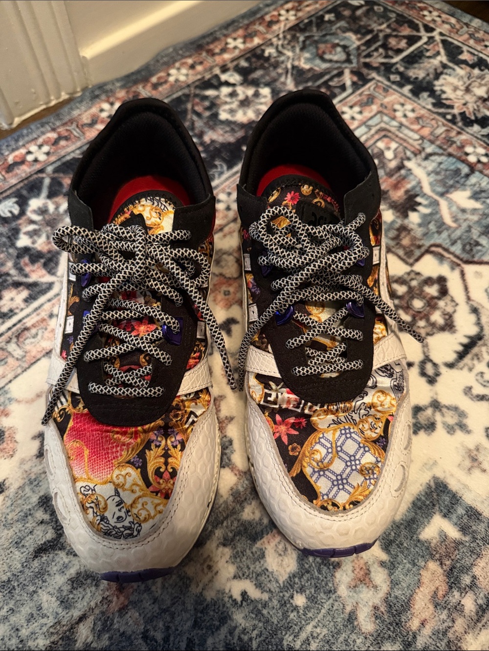 ASICS Black, White & Red Graphic Heel Sneakers